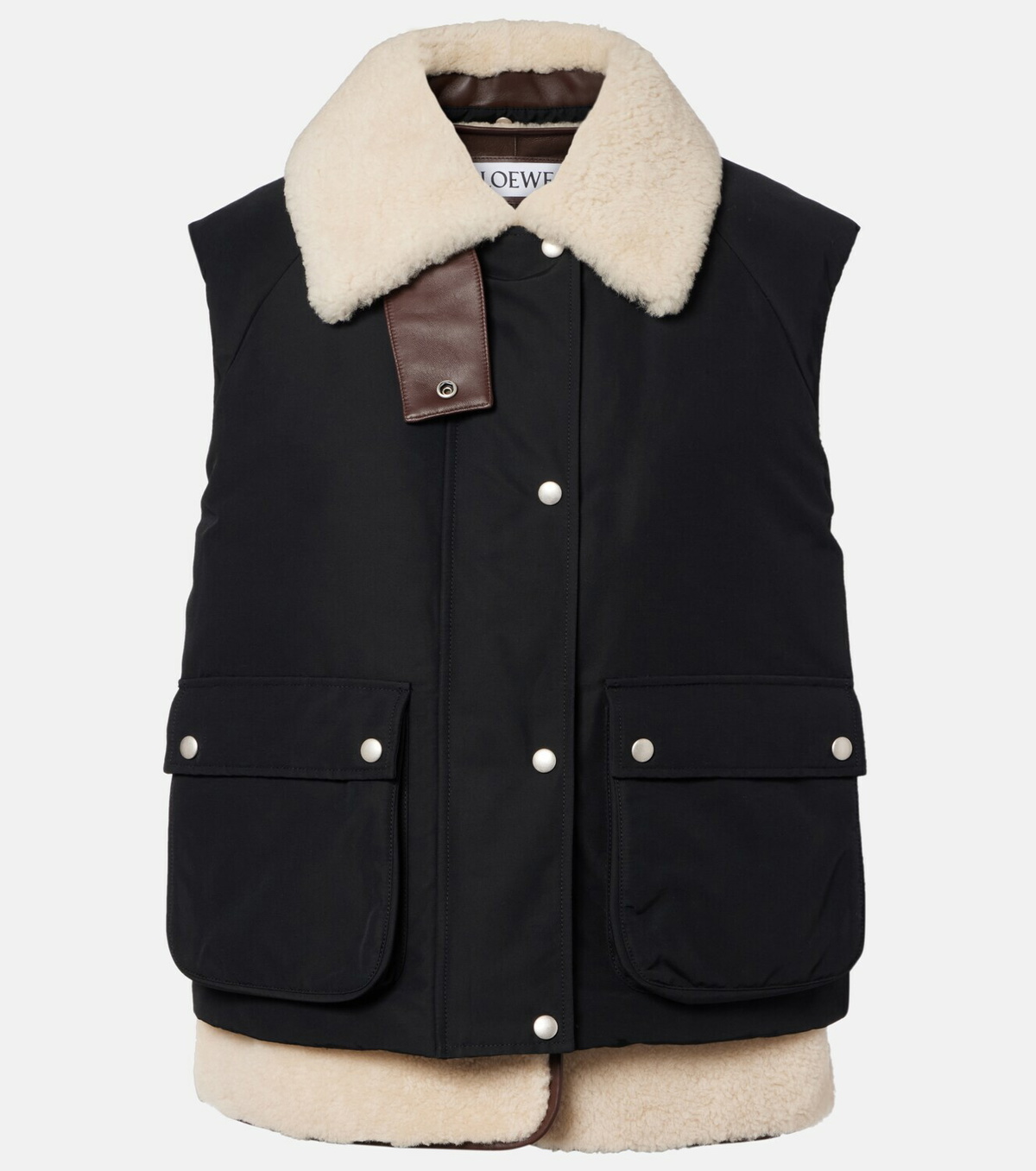 Loewe Shearling-trimmed cotton-blend vest