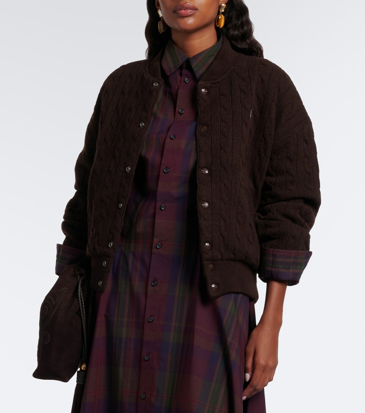 Polo Ralph Lauren Cable-knit wool and cashmere bomber jacket