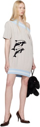 Ashley Williams Blue & Gray Dolphins Knit Minidress