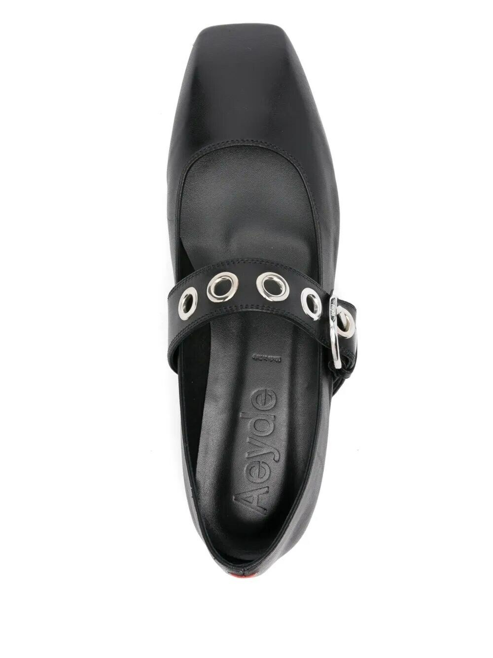 Aeyde Uma Eyelet Nappa Leather Black in Black
