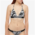 CK Swim Women's Fixed Triangle Bikini Top in Ip Zebra Aop