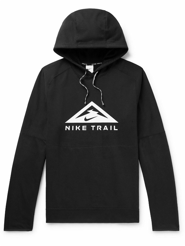 Photo: Nike Running - Trail Magic Hour Logo-Print Cotton-Blend Dri-FIT Hoodie - Black