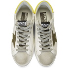 Golden Goose White and Khaki Superstar Sneakers