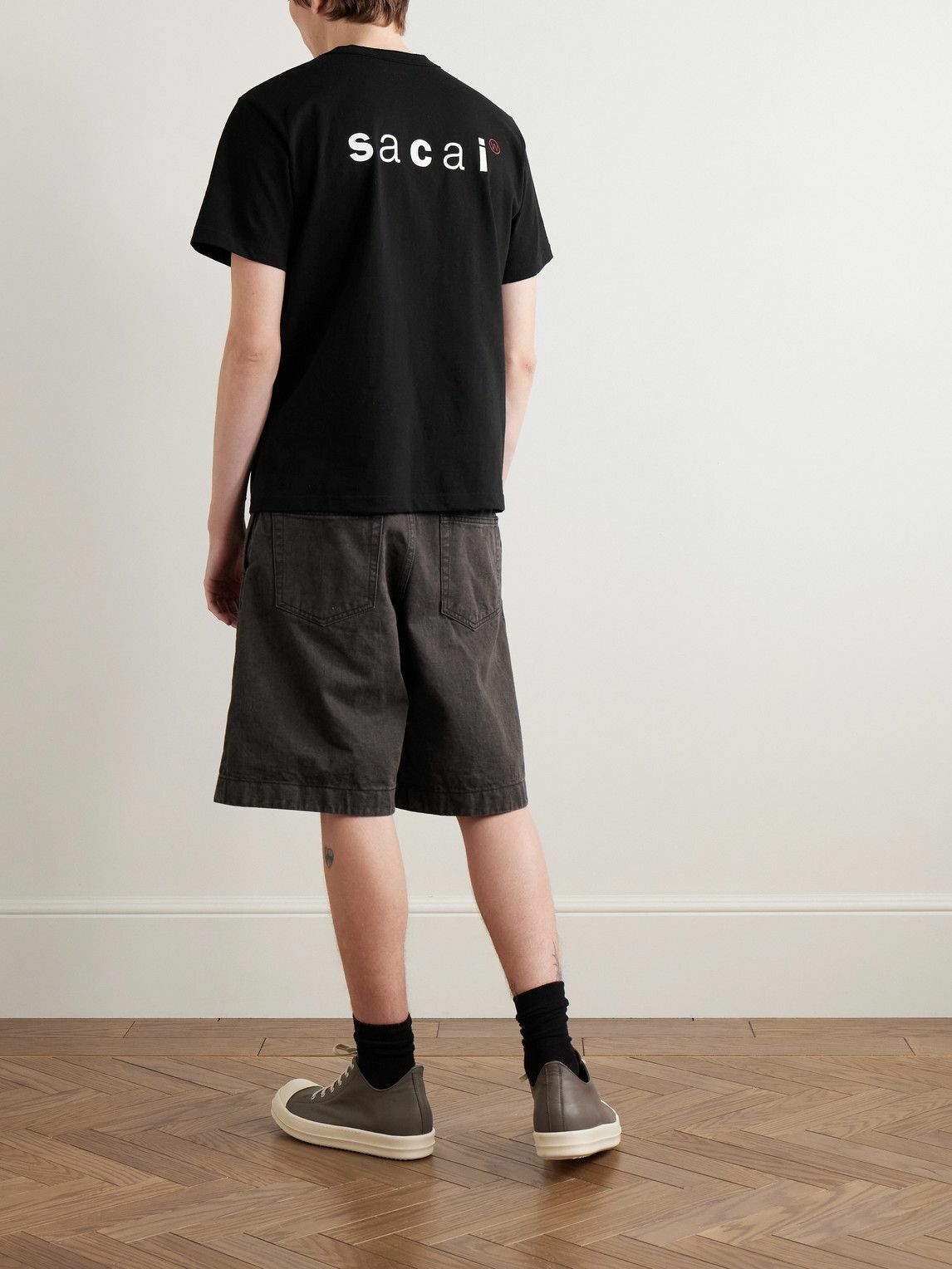 トップス WTAPS sacai Embroidery SS Cotton Black Sacai - WTAPS® Embroidered Logo-Print Cotton-Jersey T-Shirt