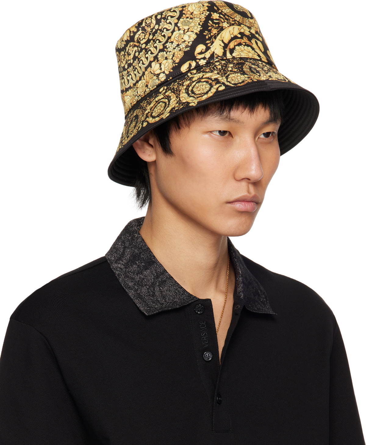 Versace Black & Gold Barocco Reversible Bucket Hat