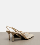 Prada Leather-trimmed mesh slingback pumps