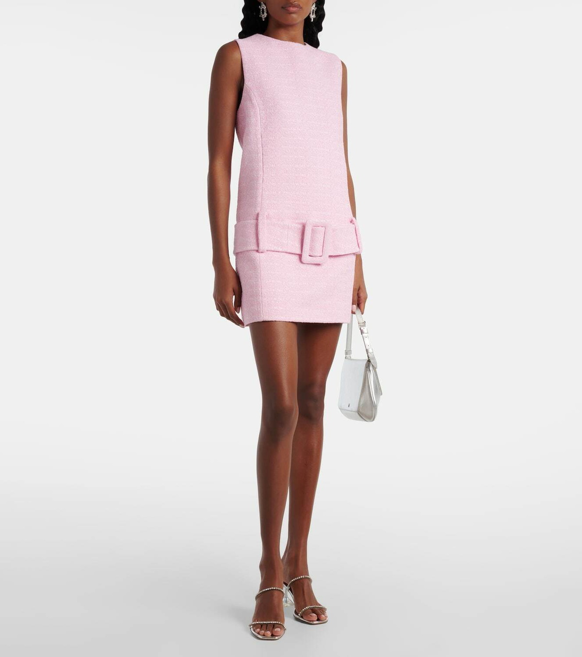Patou Belted cotton tweed minidress