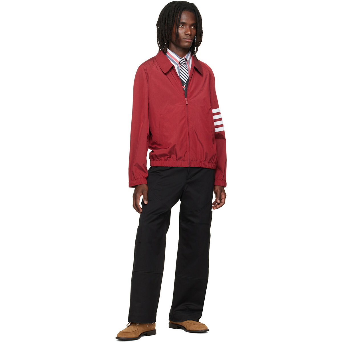 Thom Browne Black Wide Leg Chap Painter Pants