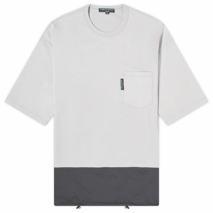 Photo: Comme des Garçons Homme Men's Heavyweight Panelled Drawstring Pock in Light Grey/Charcoal