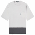 Comme des Garçons Homme Men's Heavyweight Panelled Drawstring Pock in Light Grey/Charcoal