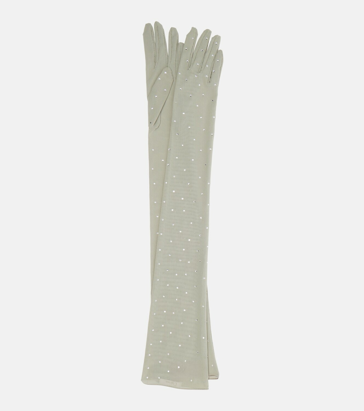 Oséree Crystal-embellished mesh gloves