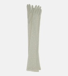 Oséree Crystal-embellished mesh gloves