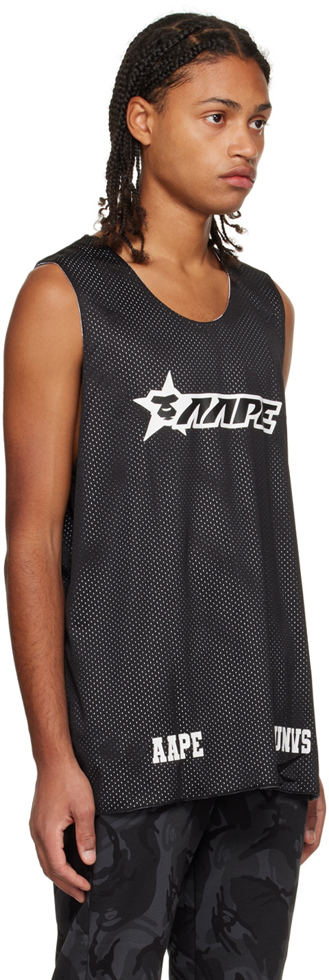 AAPE by A Bathing Ape Black Reversible Graphic Tank Top AAPE by A