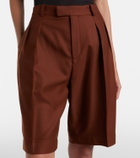 Saint Laurent Pleated cashmere Bermuda shorts
