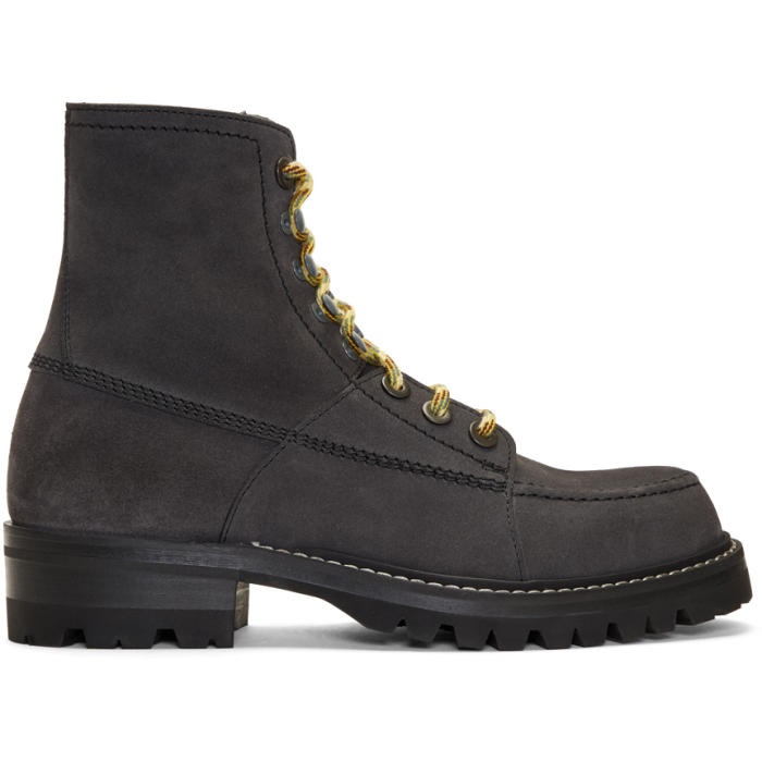 Photo: Lanvin Grey Suede Lace-Up Boots 