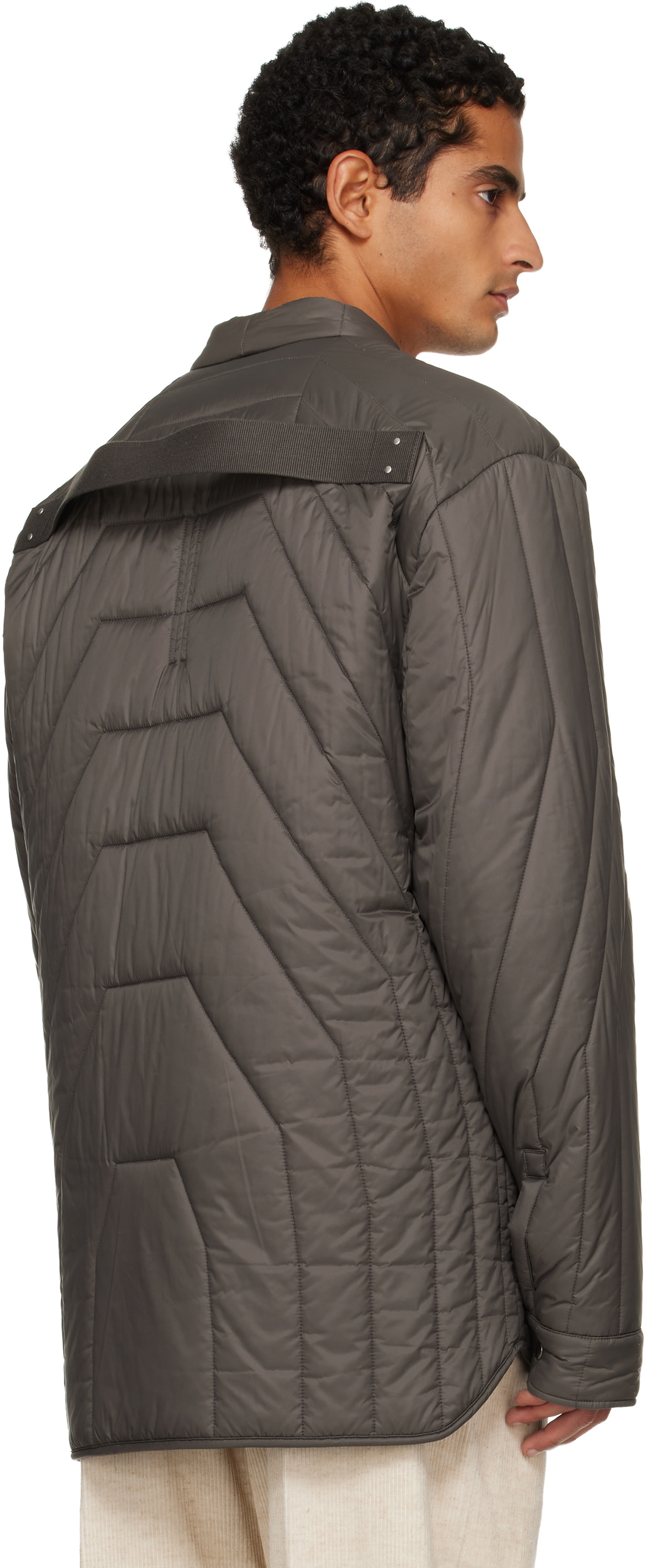 Rick Owens Gray Concordians LS Quilted Liner Down Jacket