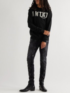 AMIRI - Distressed Logo-Intarsia Cashmere Sweater - Black