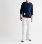 Maison Margiela - Appliquéd Recycled Cashmere and Merino Wool-Blend Sweater - Blue