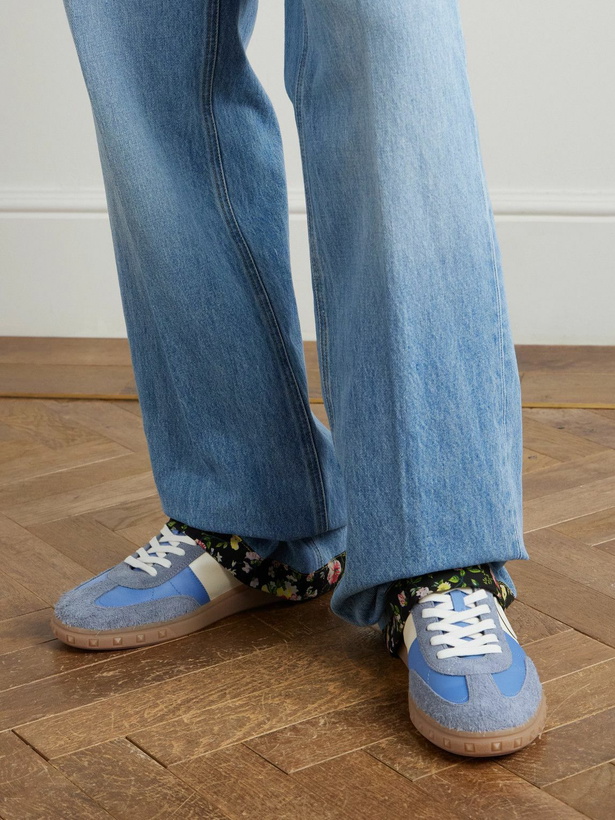 Photo: Valentino Garavani - Upvillage Leather and Suede-Trimmed Twill Sneakers - Blue
