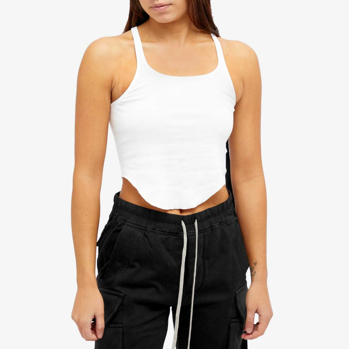 Rick Owens DRKSHDW Women's Basic Cropped Tank Vest in Milk