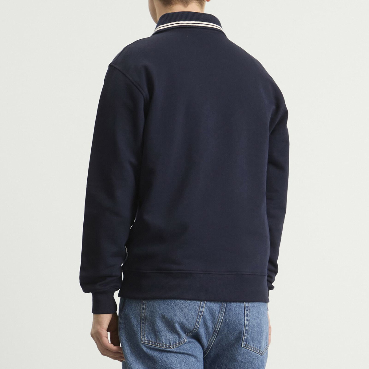 Drôle de Monsieur Men's Logo Long Sleeve Polo in Navy