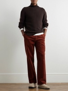 MILES LEON - Slim-Fit Ribbed Merino Wool and Cashmere-Blend Rollneck Sweater - Brown
