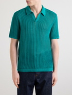 Aimé Leon Dore - Open-Collar Open-Knit Cotton Polo Shirt - Green