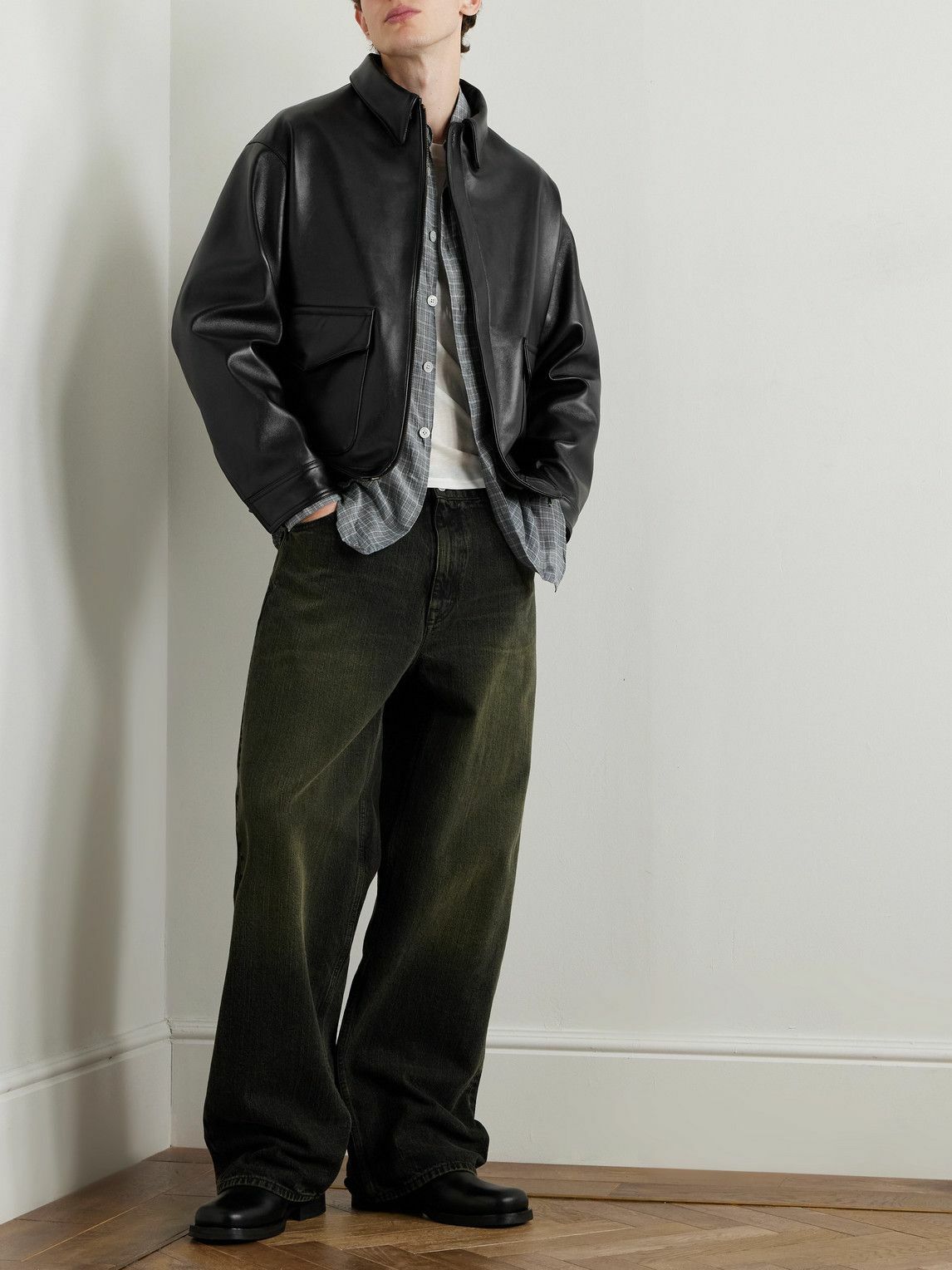 A.PRESSE - Type A-2 Leather Jacket - Black A.PRESSE