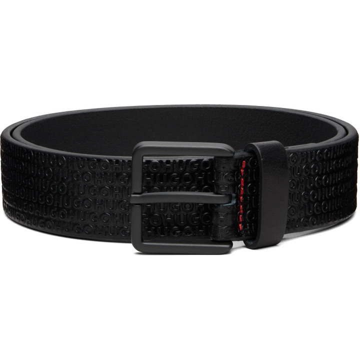 Photo: Hugo Black Leather Embossed Logos Belt