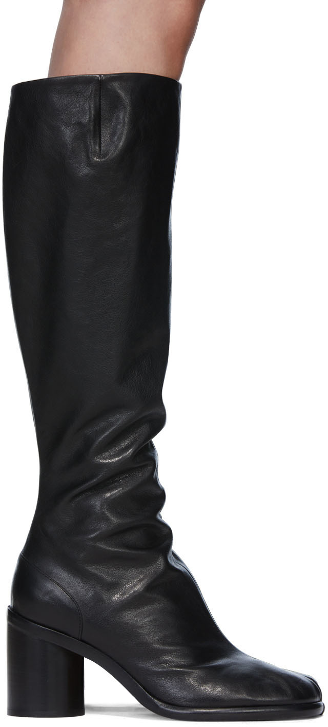 Maison Margiela Black Leather Tabi Tall Boots Maison Margiela