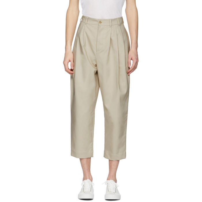 Photo: Hed Mayner Beige Four Pleat Trousers