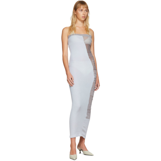 Christina Seewald SSENSE Exclusive Blue and Grey Patchwork Tube Dress