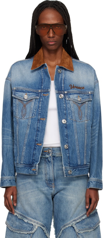 Photo: Versace Blue Trucker Denim Jacket