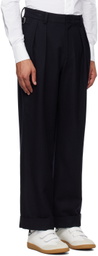 AFTER PRAY Navy Pleated Trousers