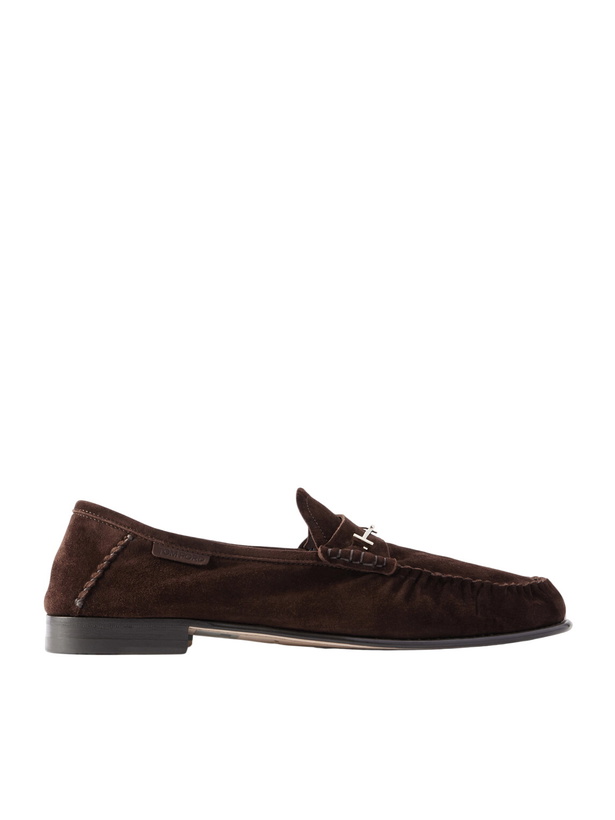 Photo: TOM FORD - Ripley Embellished Suede Loafers - Brown