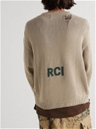 Reese Cooper® - Distressed Intarsia Cotton Sweater - Neutrals