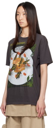 Collina Strada Gray 'Girl Dinner' Rhinestone T-shirt