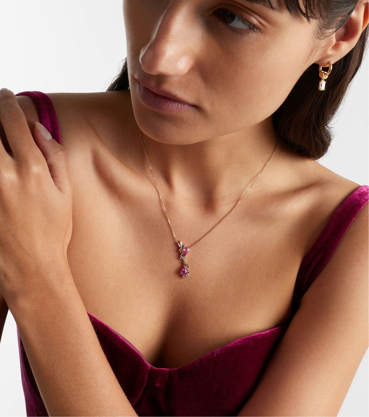 Suzanne Kalan One Of A Kind 18kt rose gold pendant necklace with sapphire and diamonds
