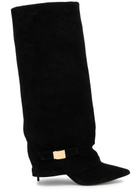 Balmain Uma 95 Suede Knee-high Boots Black