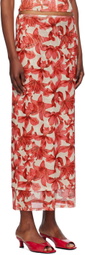 Miaou Beige & Red Topanga Midi Skirt