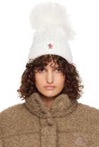 Moncler Grenoble White Wool Pom Pom Beanie