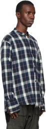 Greg Lauren Blue & Green Plaid Shirt