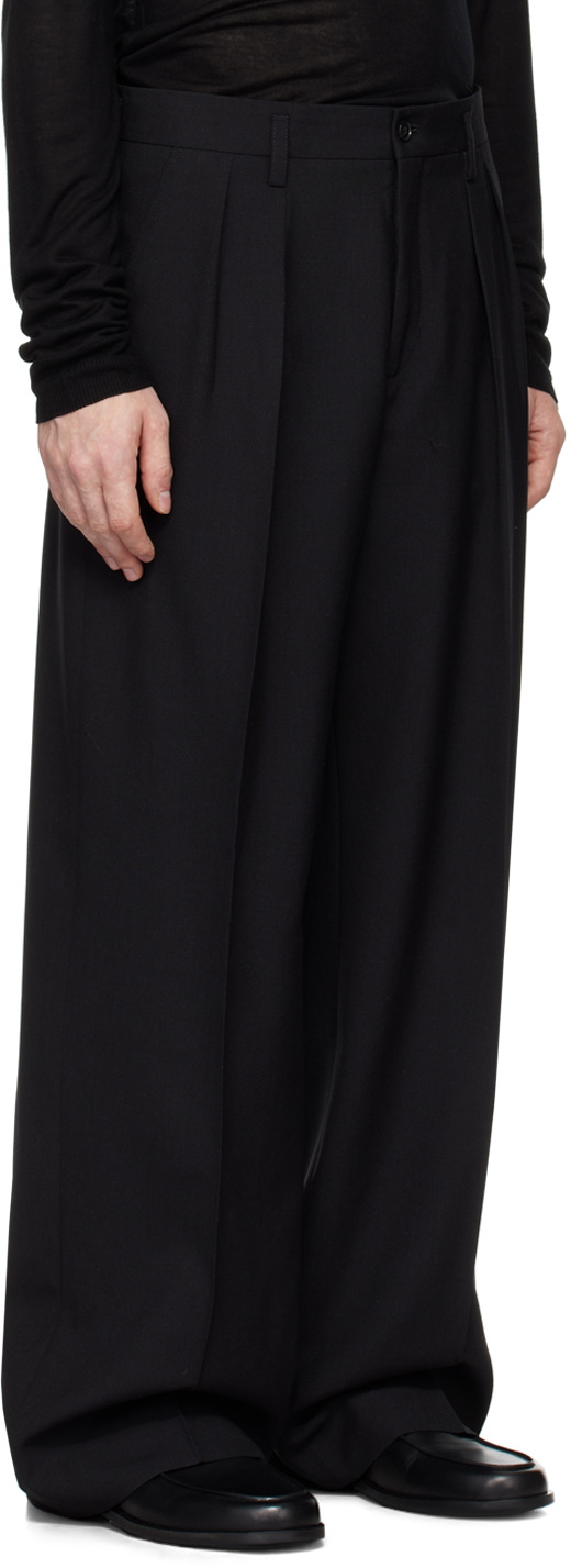 Filippa K Black Wide Wool Trousers