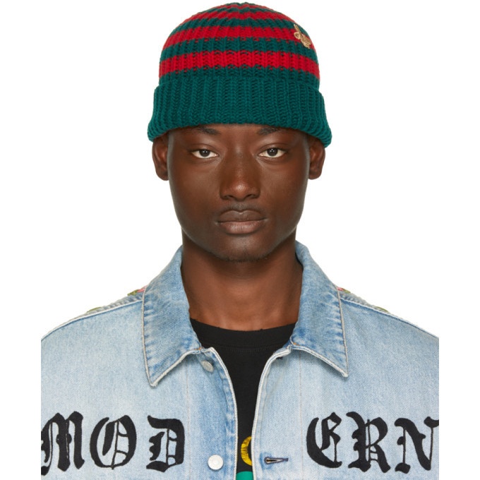 Photo: Gucci Red and Green Striped Wool Beanie