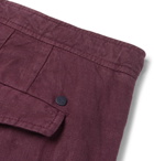 NN07 - Copenhagen Slim-Fit Tapered Garment-Dyed Linen Drawstring Shorts - Burgundy