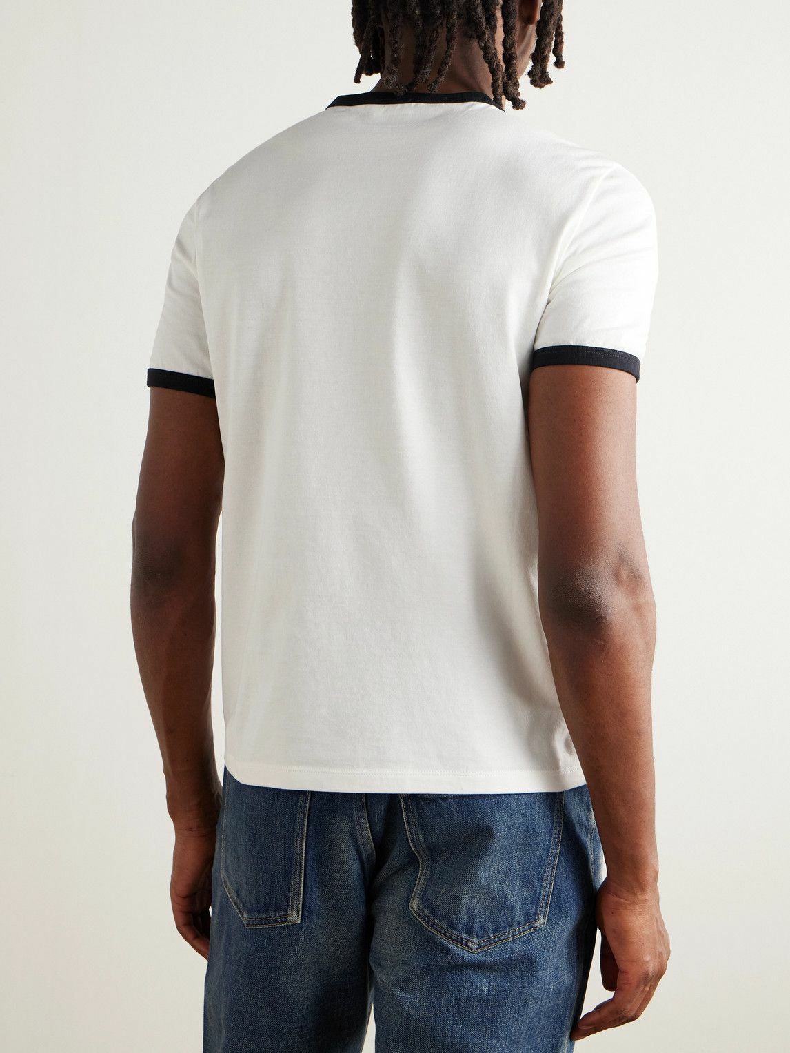 CELINE - Slim-Fit Logo-Flocked Cotton-Jersey T-Shirt - Neutrals