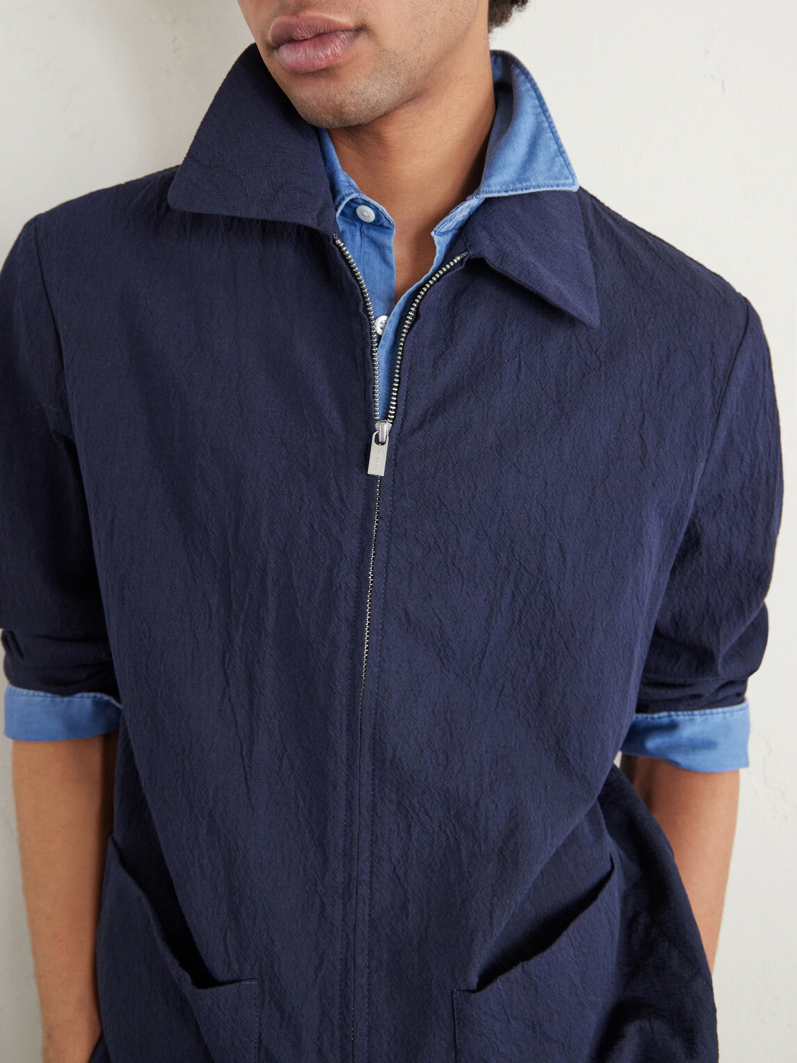Barena - Crinkled Cotton-Blend Overshirt - Blue
