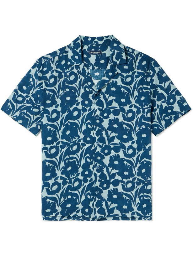 Photo: Frescobol Carioca - Roberto Camp-Collar Floral-Print Linen Shirt - Blue