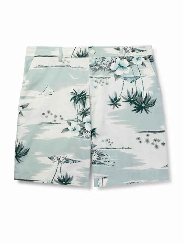 Photo: Maison Kitsuné - Straight-Leg Long-Length Printed Cotton-Ripstop Swim Shorts - Green