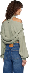 BALMAIN Green 'Balmain' Long-Sleeve Silk Sweater